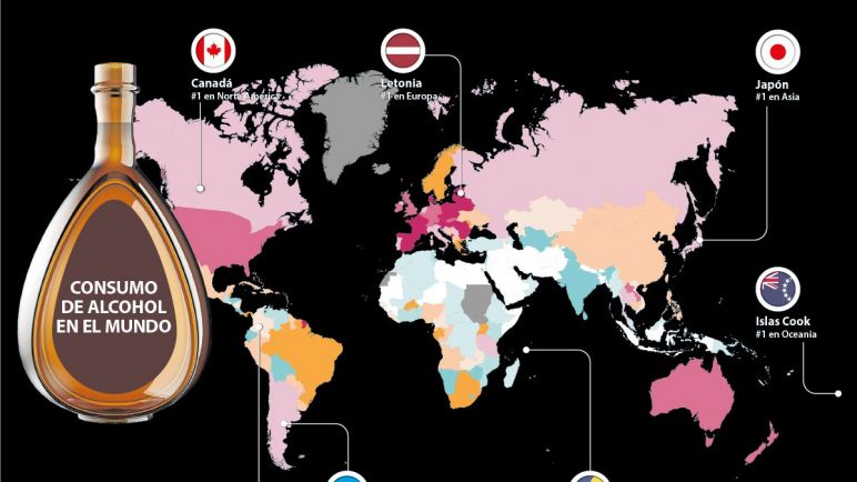 Mapa: Argentina es el país que más alcohol consume en América Latina