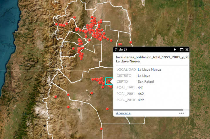 El MendoGoogle de la cobertura de comunicaciones y localidades