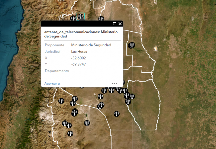 El MendoGoogle de la cobertura de comunicaciones y localidades