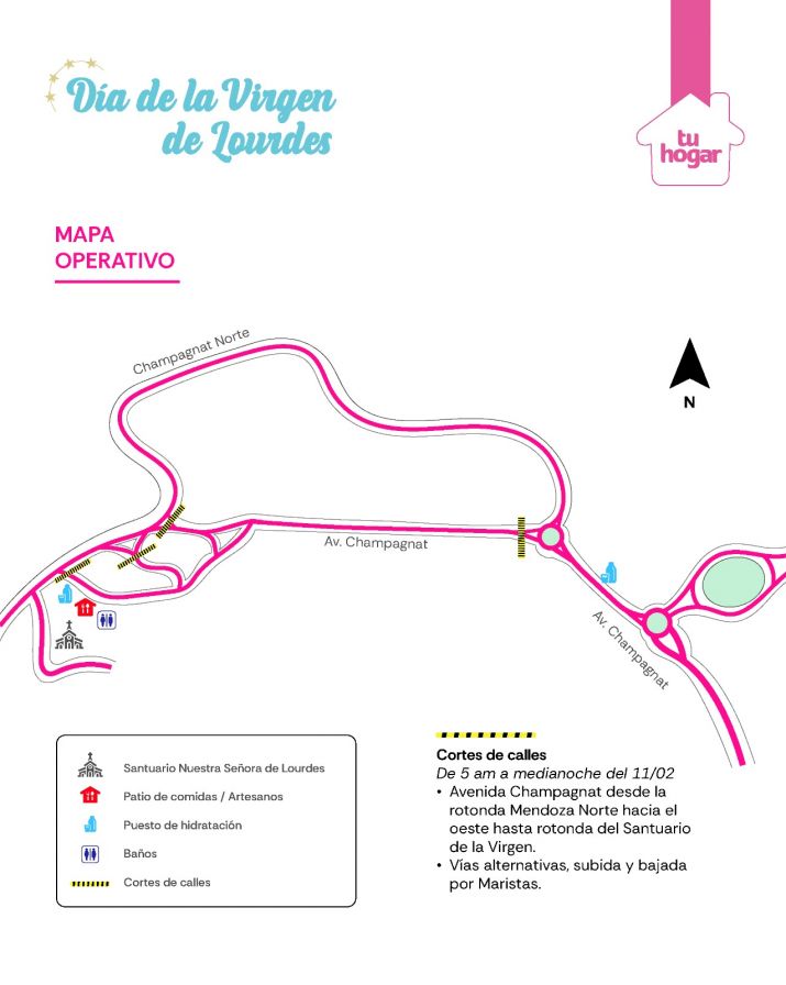 Día de la Virgen de Lourdes: cómo serán los cortes de calles por la procesión