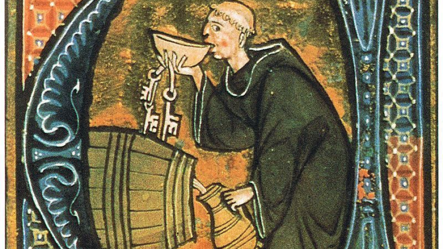 Monje probando vino. Aldobrandino de Siena. Siglo XIII.