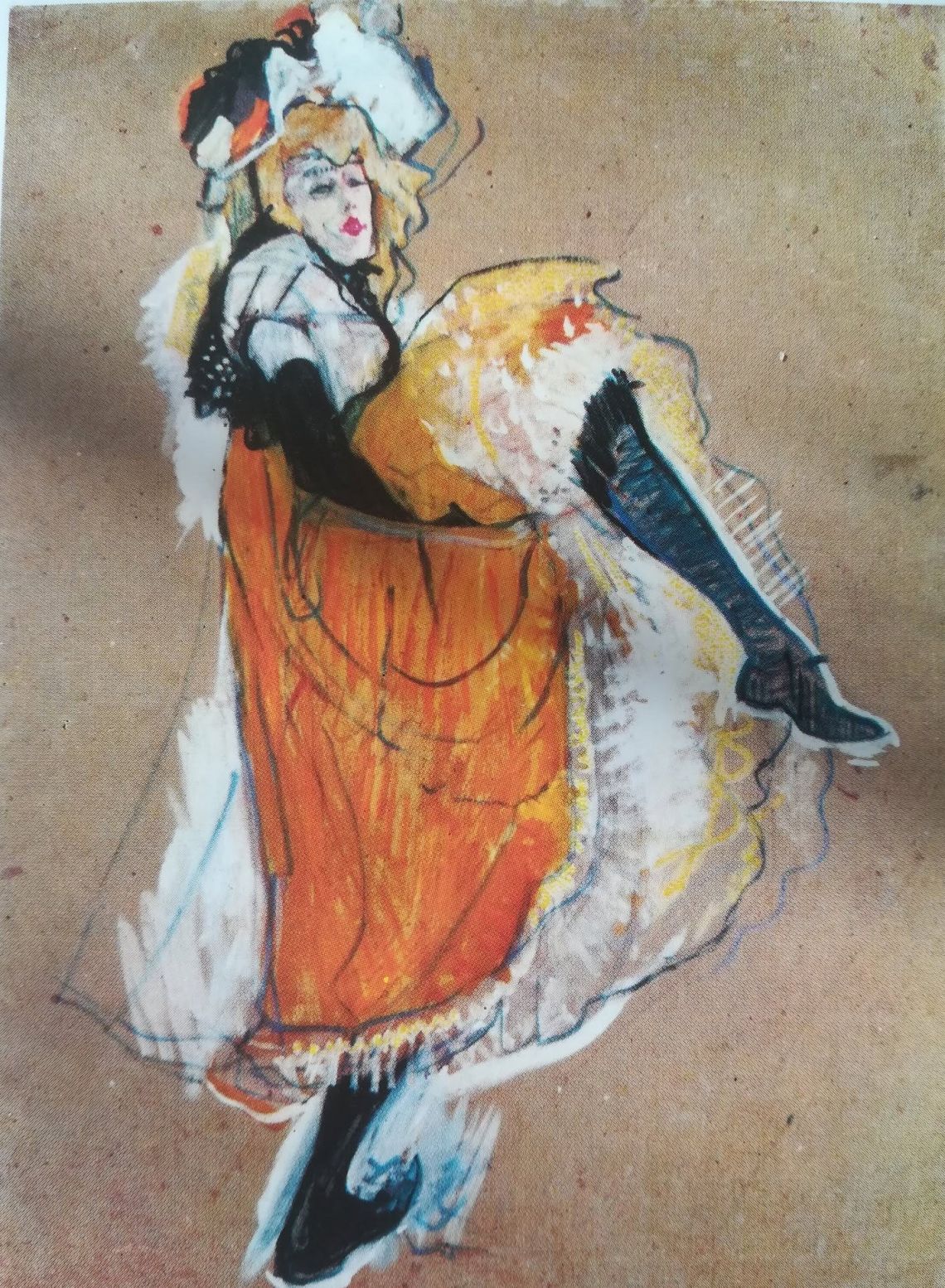 Boceto del afiche con la imagen de Jane Avril.